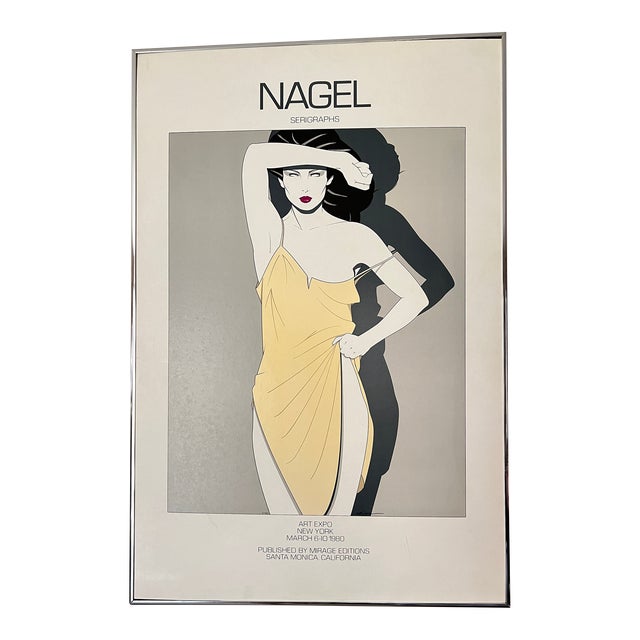 1980 Patrick Nagel Framed Serigraph Yellow Dress by Mirage Editions For Sale