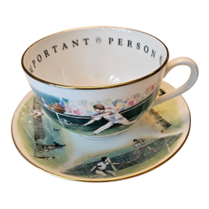 "To a Very Important Person" Tennis Teacup and Saucer Vintage by Royal Worcester
