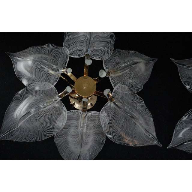 Large Murano Glass Leaf Flush Mounts from Franco Luce, 1970s, Set of 2 For Sale - Image 17 of 18