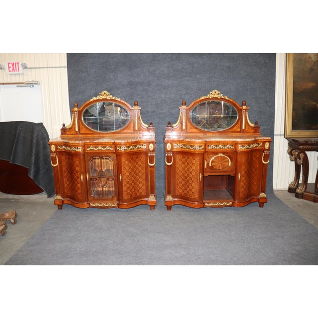 Companion Pair of French Gilt Bronze Mounted De Cooene Freres Attr. Buffets For Sale - Image 4 of 17