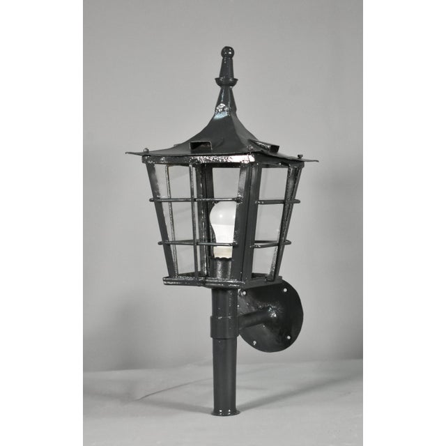 Vintage French Exterior Lantern in Steel, 1920s For Sale - Image 4 of 16