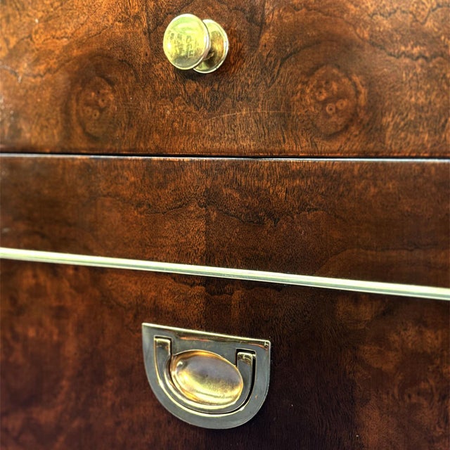 1970s Romweber Burled Wood Gold Accent Credenza With Filing Drawers For Sale - Image 13 of 18