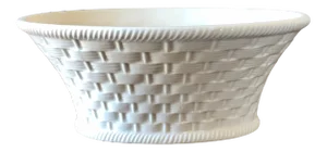 Mid 20th Century White Italian Pottery Basketweave Bowl