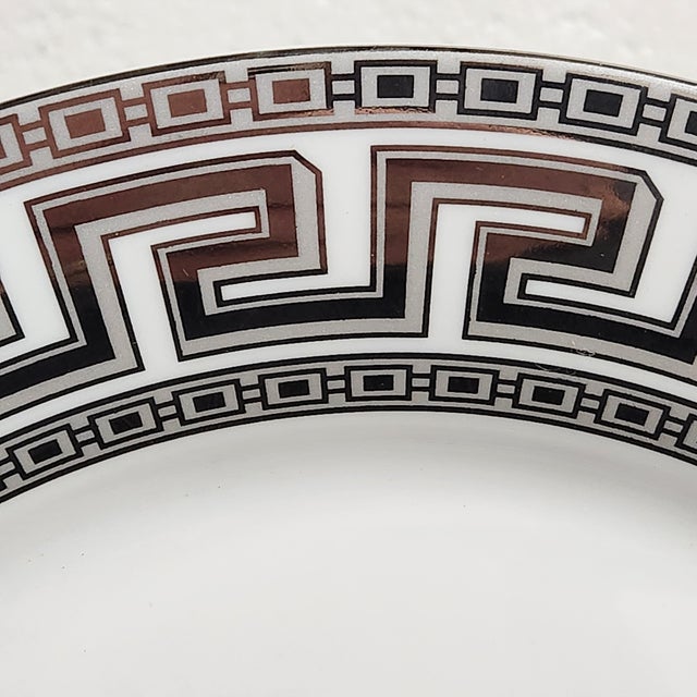 Casati Bavaria Fine Porcelain Dinner Plates With Platinum Greek Key Border – Set of 6 For Sale - Image 9 of 17