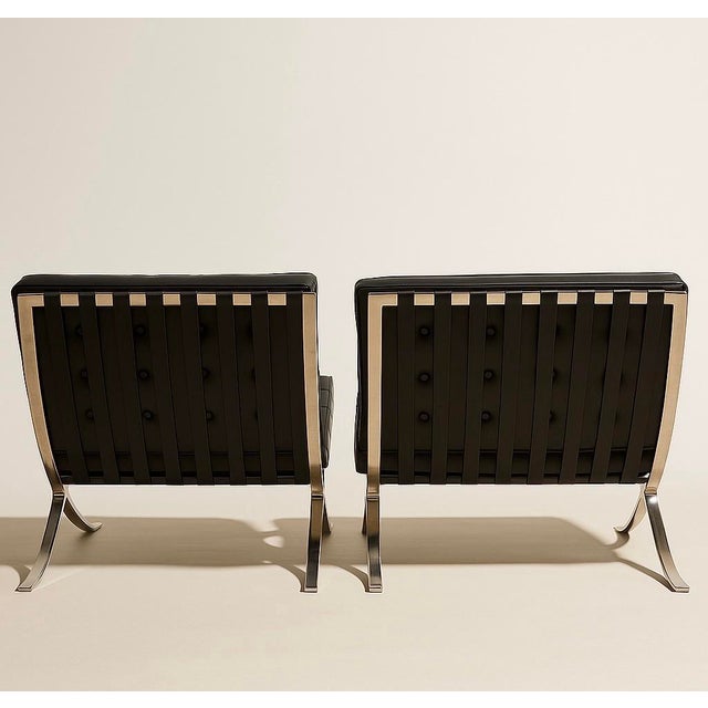 Authentic and Labeled Mies Van Der Rohe Barcelona Chairs With Ottomans for Knoll, 1960s - 2 Sets For Sale - Image 11 of 12
