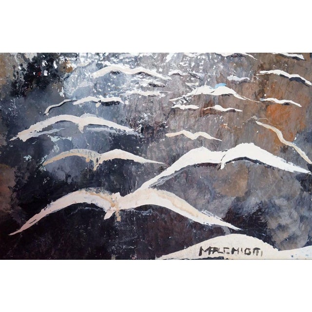 After Michela Marchiotti, Landscape with Seagulls, 20th Century, Oil Painting on Canvas, Framed For Sale - Image 7 of 13
