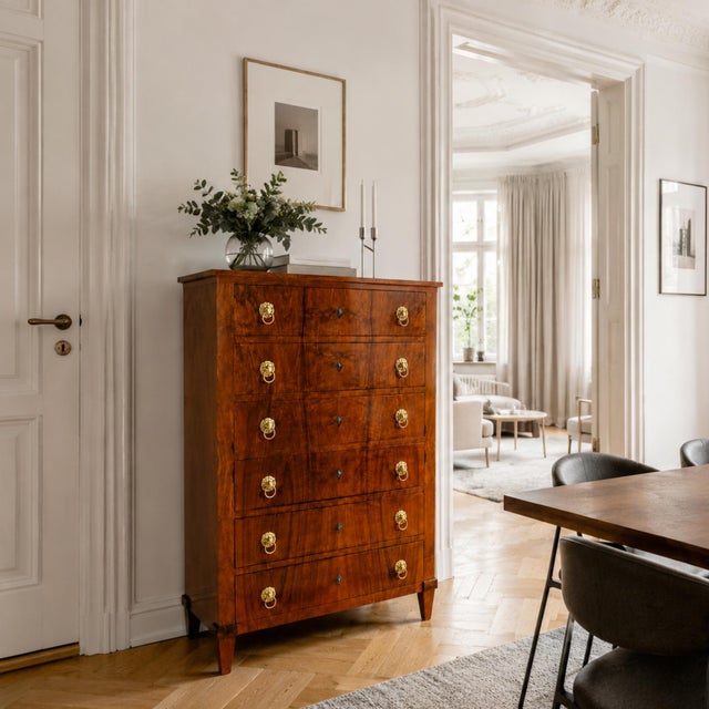 Biedermeier Chest of Drawers in Walnut, 1830 For Sale - Image 9 of 11