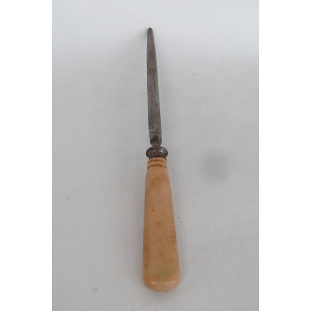 Mid 20th Century Metal Butchers Steel Knife Sharpener Honing Rod Wood Grain Style Handle 5101b For Sale - Image 5 of 12