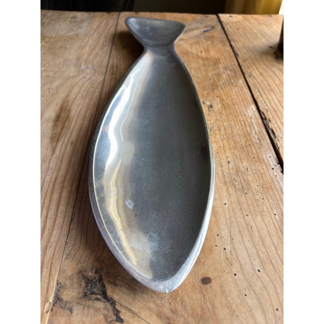 Vintage Nambe #553 Fish Shaped Aluminum Serving Tray For Sale - Image 10 of 12