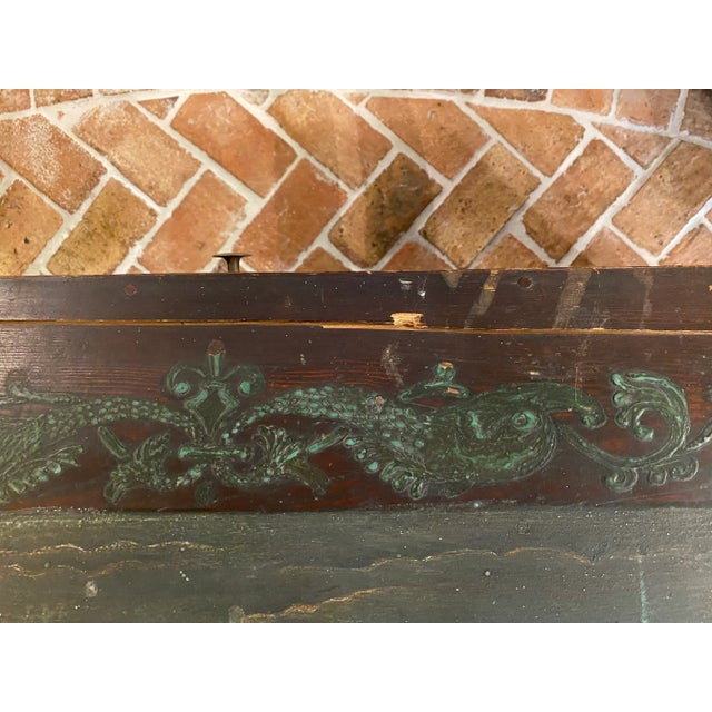 Mid 19th Century Antique Dome Top Hand Painted Trunk For Sale - Image 5 of 10