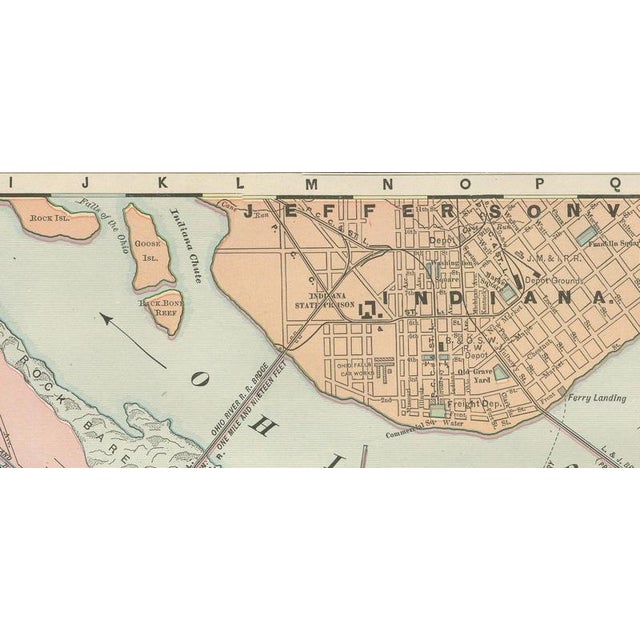 Antique Map of Louisville and Kentucky with Ohio River by Ran McNally, 1899 For Sale - Image 3 of 11