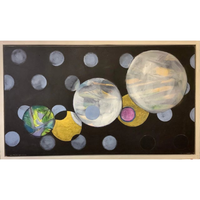 Sci Fi abstract painting. Mixed media on canvas. Mixture of acrylic and oil paint, and acrylic spray paint. Contemporary...