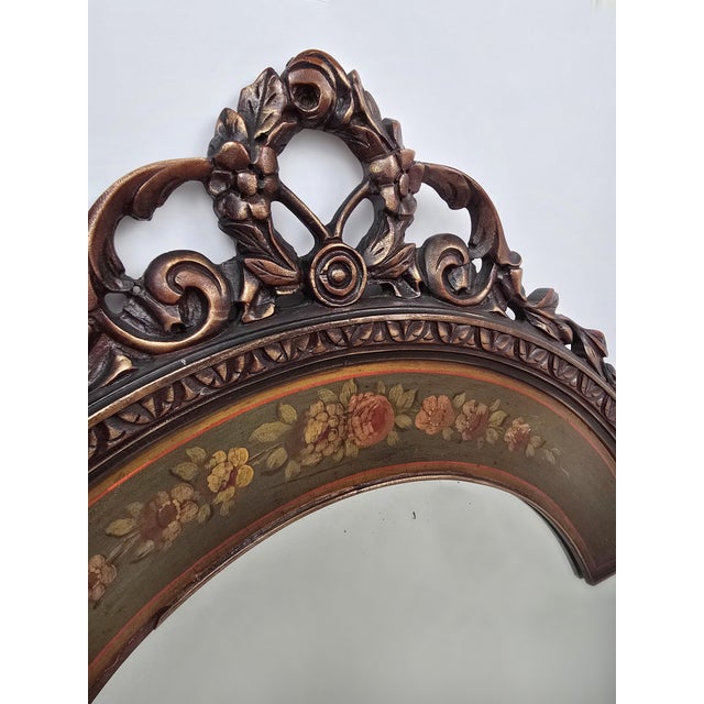 Rococo Antique French Rococo Revival Giltwood Mahogany Crest Mirror For Sale - Image 3 of 10