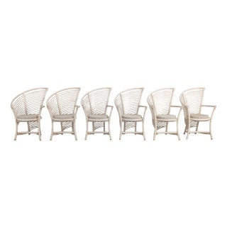 Vintage Wickerwork Chairs from Flechtatelier Schütz, 1970, Set of 6 For Sale