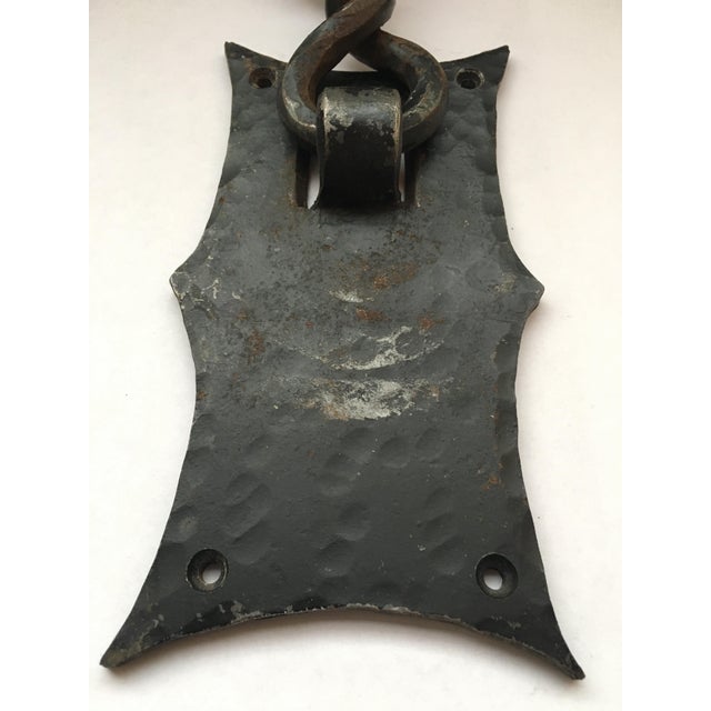 Spanish Handmade Hammered Iron With Forged Twisted Door Knocker For Sale - Image 3 of 6