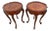 1930s Two French Side Tables, Display, Nightstands, Round Top Floral Marquetry For Sale