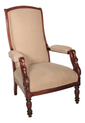 Louis Philippe Mahogany Armchair With Swan Carved Arms