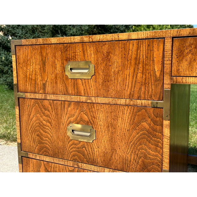 Mid Century Campaign Style Desk by Dixie Furniture For Sale - Image 9 of 12