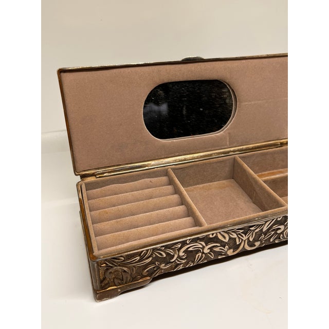 This beautiful silver, rectangular shaped, 1970's French jewelry box has a blank badge on the lid for the engraving .Heavy...