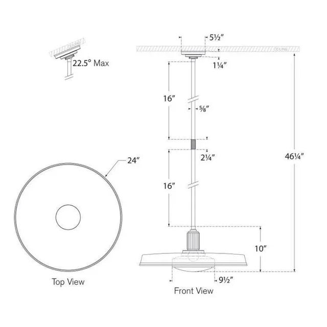 Visual Comfort Chapman & Myers for Visual Comfort Signature Ruhlmann 24" Factory Pendant in Bronze with White Glass & Brass Interior For Sale - Image 4 of 4