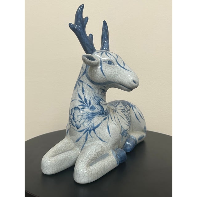 Late 20th Century Thai Blue and White Ceramic Deer For Sale - Image 9 of 18