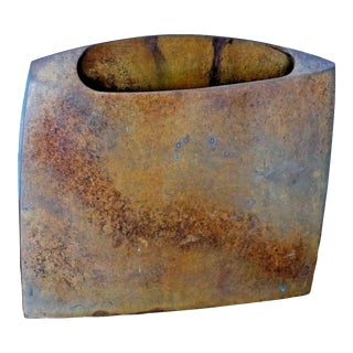 Bronze Envelope by Jeffrey Brown Signed Metal Vessel Asymmetrical Modernist Sculpture For Sale