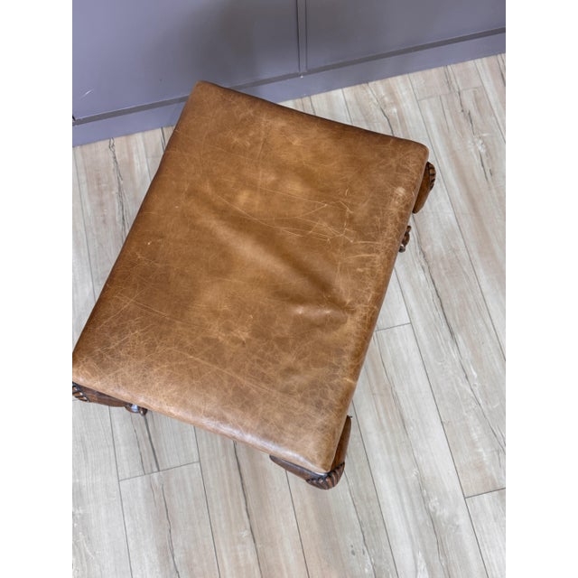 Mid 19th Century Chippendale Style Mahogany and Leather Upholstered Stool For Sale - Image 11 of 11