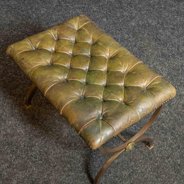 Edwardian Stool in Leather, 1890s For Sale - Image 6 of 7