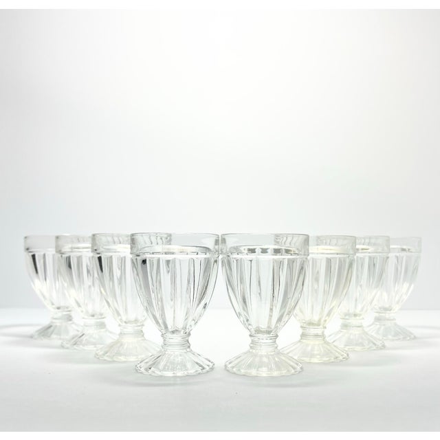 1970s Vintage Set of 8 Clear Ribbed Footed Juice Tumbler Glasses 3 1/2” 4oz Excellent condition. No chips, cracks, or...