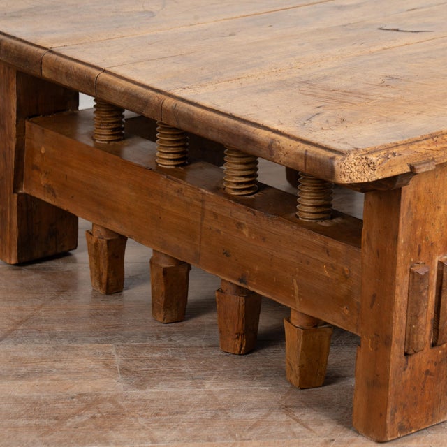 20th Century Hungarian Rustic Square Coffee Table With Vice Base For Sale - Image 14 of 15