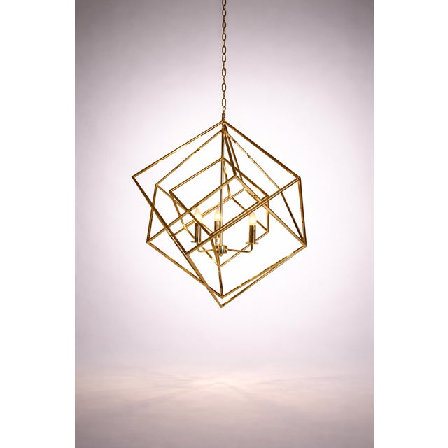 Mid-Century Modern Calder Brass Open Cube Modern Chandelier For Sale - Image 3 of 3