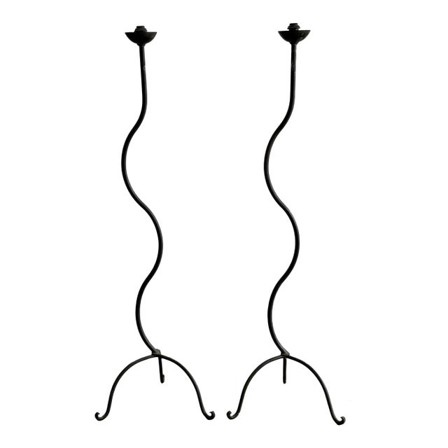 1990s The Wrought Sinuous Floor Lamps - (Sold Separately) - a Pair For Sale