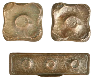 Architectural Bronze Square Push Pull Door Handles with Letterbox Set, 1970s, Set of 3