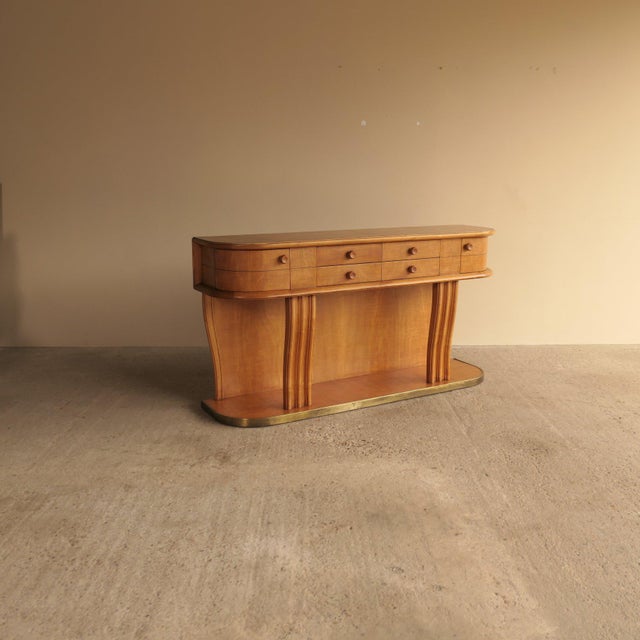 Maple and Brass Console For Sale - Image 3 of 18