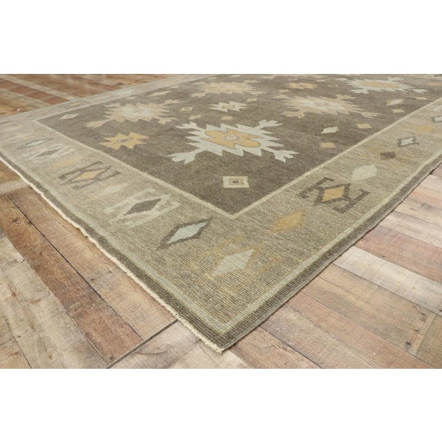 Earth-Tone Turkish Oushak Rug - 09'03 X 12'01 For Sale In Dallas - Image 6 of 9