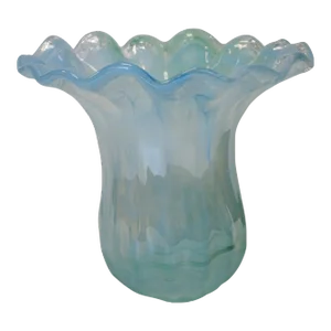 Mid 20th Century Italian Lavorazione Arte Murano Art Glass Freeform Ruffle Top Flower Vase