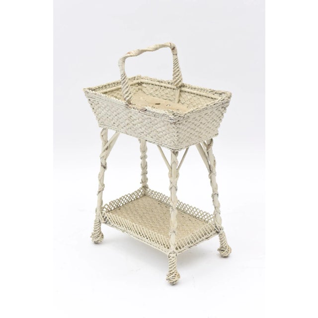 Mid-Century Modern Early 20th Century Wicker Sewing Stand For Sale - Image 3 of 11
