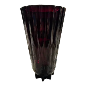 1960s Anchor Hocking Classic Royal Ruby Glass Trumpet Vase