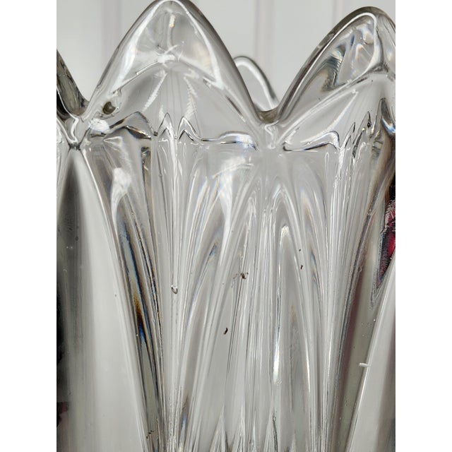 Vintage 1930s French Cut Crystal Vase With Ornate Brass Base For Sale - Image 4 of 12