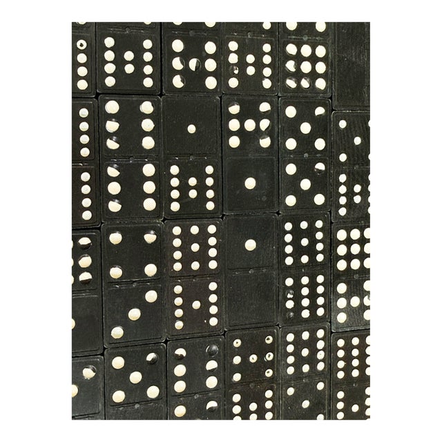 1940s Halsam Double 12 Wooden Dominoes With Capital Building Design For Sale