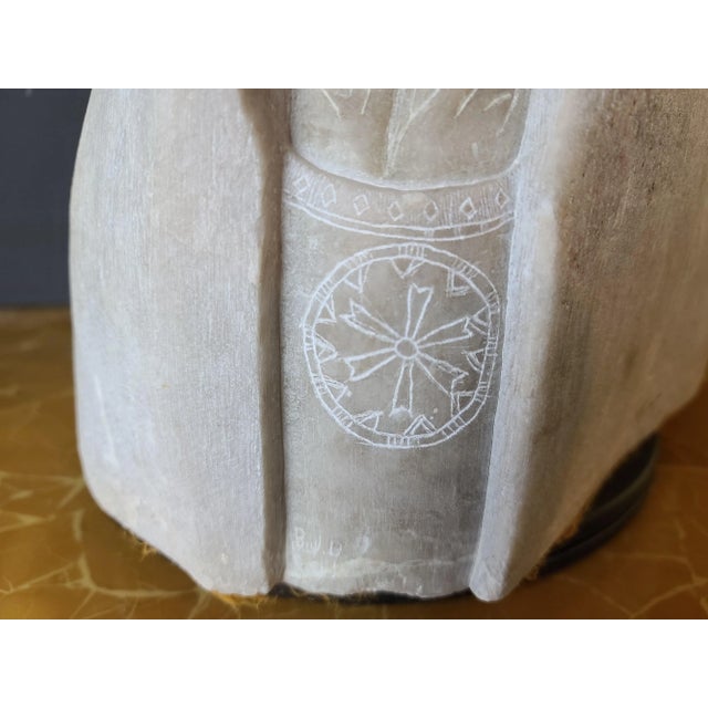 Alabaster Native American Alabaster Sculpture Large 50lb Signed For Sale - Image 8 of 12