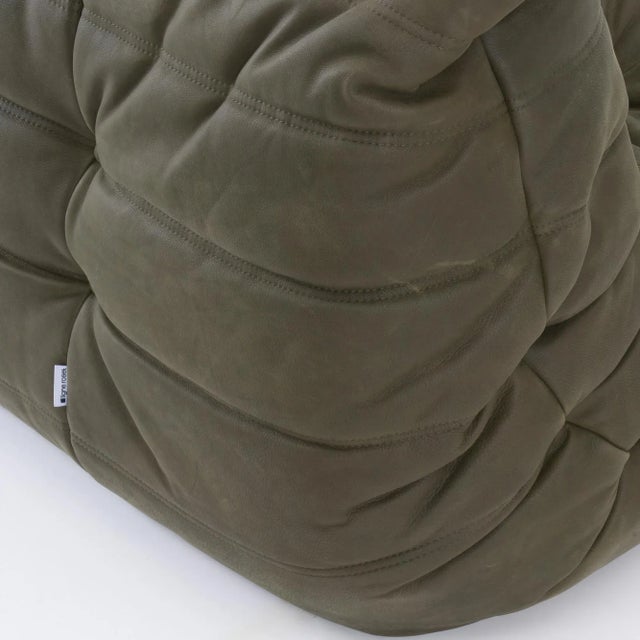 Rare Ligne Roset Togo 3-Piece Lounge in Stone Olive Leather For Sale - Image 11 of 16