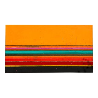 Vintage Boho Monumental 1988 Original Graphic Abstract Oil Painting on Canvas For Sale