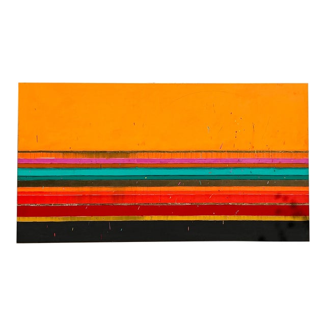 Vintage Boho Monumental 1988 Original Graphic Abstract Oil Painting on Canvas For Sale