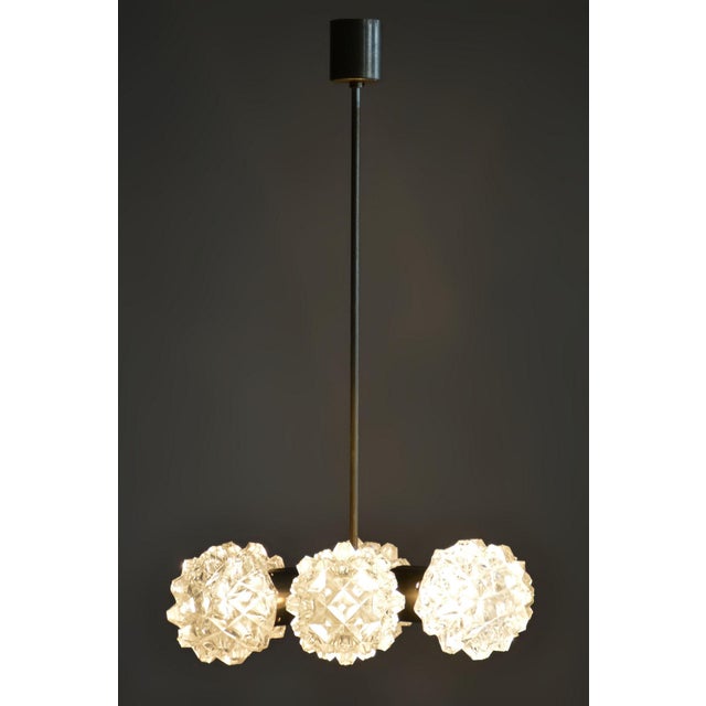 Mid-Century Czech Chandelier in Brass and Glass attributed to Kamenický Šenov, 1960s For Sale - Image 9 of 11