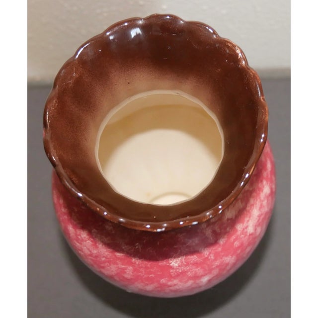 1920s 1920’s Japanese Art Deco Awaji Pottery Ceramic Mauve/Brown Mottled Footed Vase For Sale - Image 5 of 6