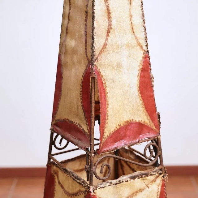 Vintage Leather and Iron Lamp For Sale - Image 3 of 8