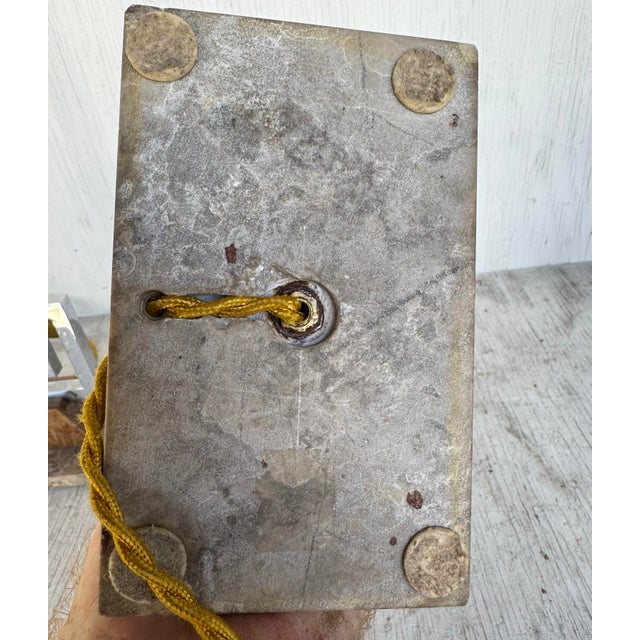 Late 20th Century Marble and Chrome Greek Key Mid Century Modern Lamps - a Pair For Sale - Image 11 of 11