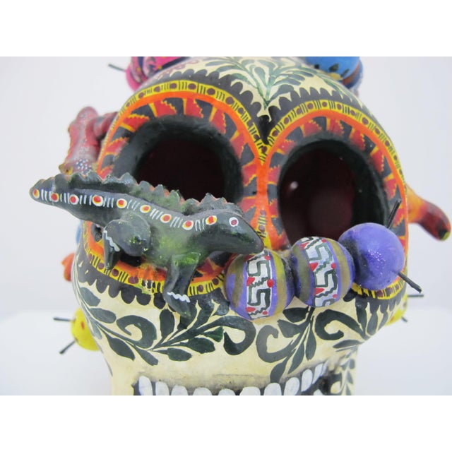 Alfonso Castillo Orta Caterpillars Day of Dead Skull Mexican Folk Art Pottery For Sale - Image 14 of 16