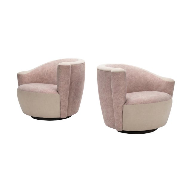 Pair of Vladimir Kagan Nautilus Swivel Chairs For Sale